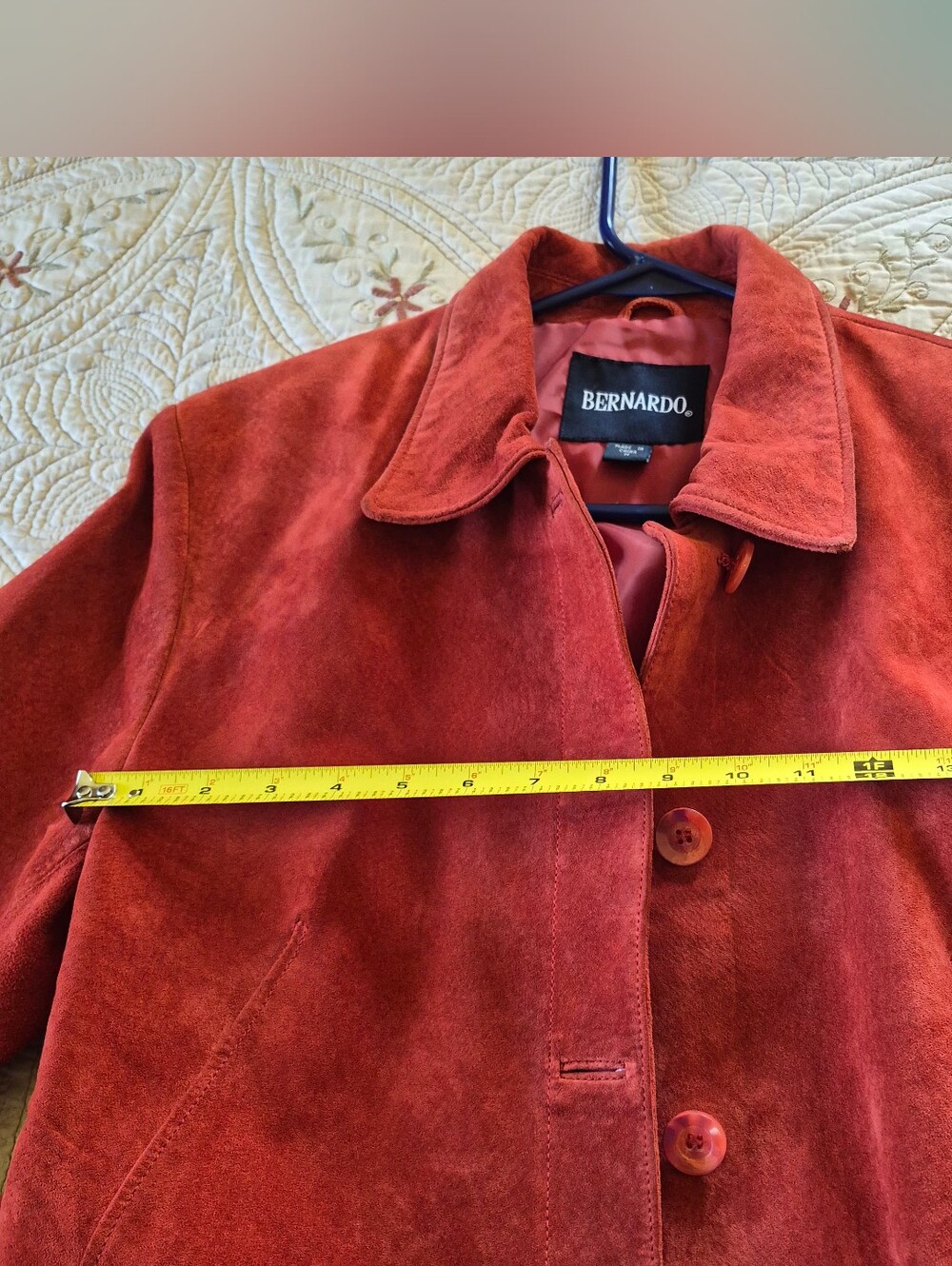 Bernardo Rust Suede Leather Button-Front Jacket - Picture 11 of 13